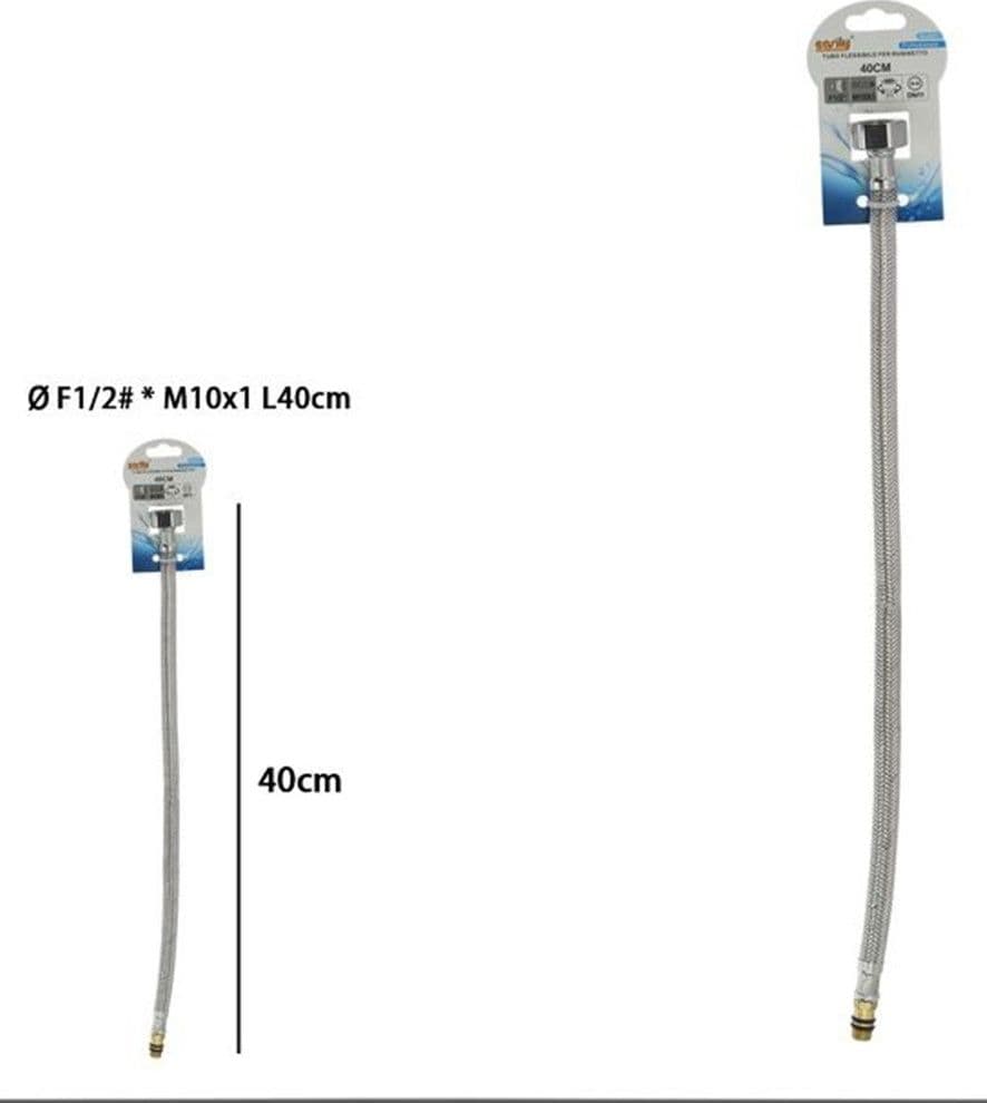TUBO FLESSIBILE FLESSIBILI PER RUBINETTO MISCELATORE ACQUA ØF1/2 X M10/1 LUNGO 40CM 87969 - 2