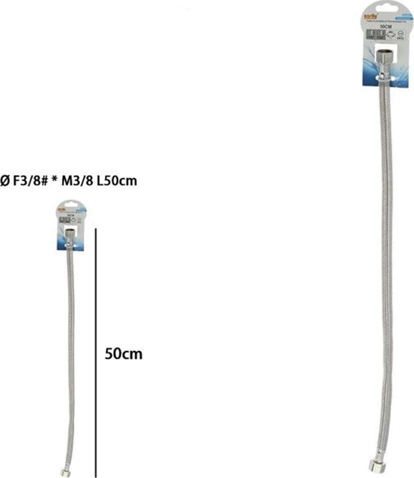 TUBO FLESSIBILE FLESSIBILI PER RUBINETTO MISCELATORE ACQUA ØF3/8 X M3/8 LUNGO 50CM 87966 - 2