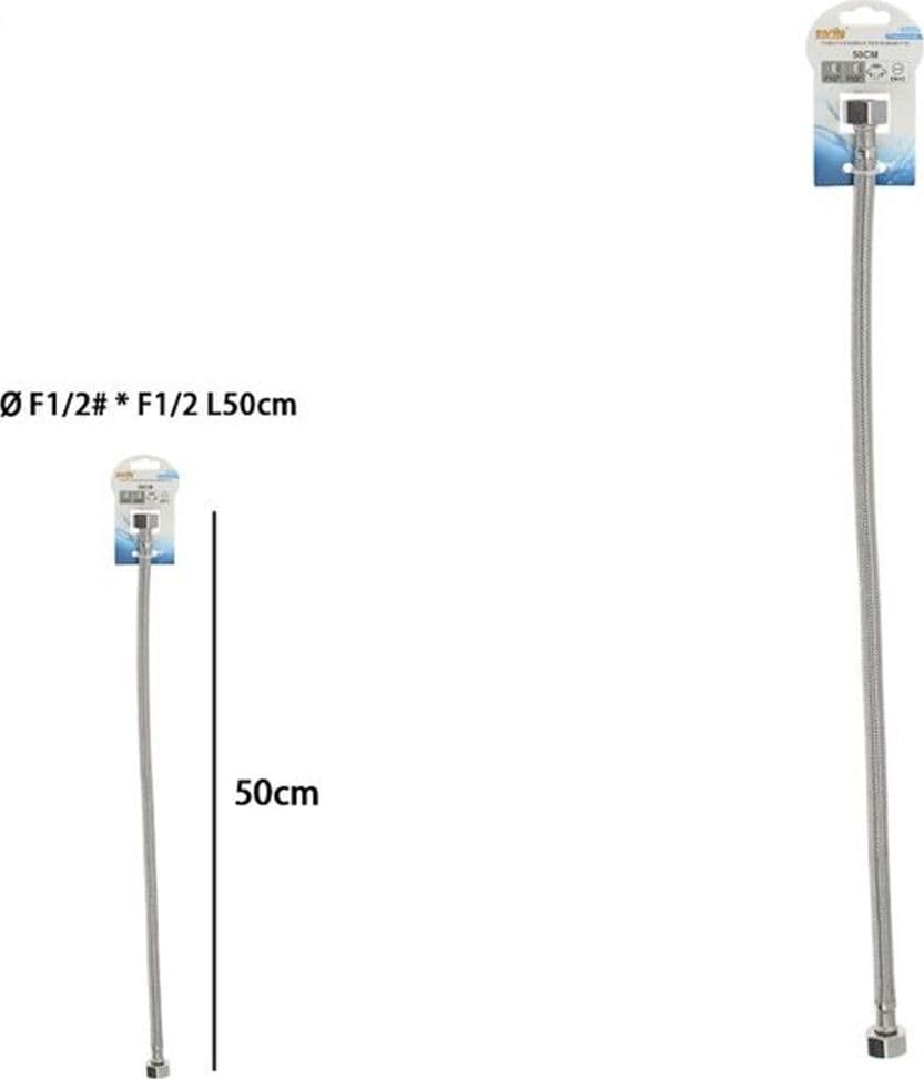 TUBO FLESSIBILE FLESSIBILI PER RUBINETTO MISCELATORE ACQUA ØF1/2 X F1/2 LUNGO 50 CM 87967 - 2