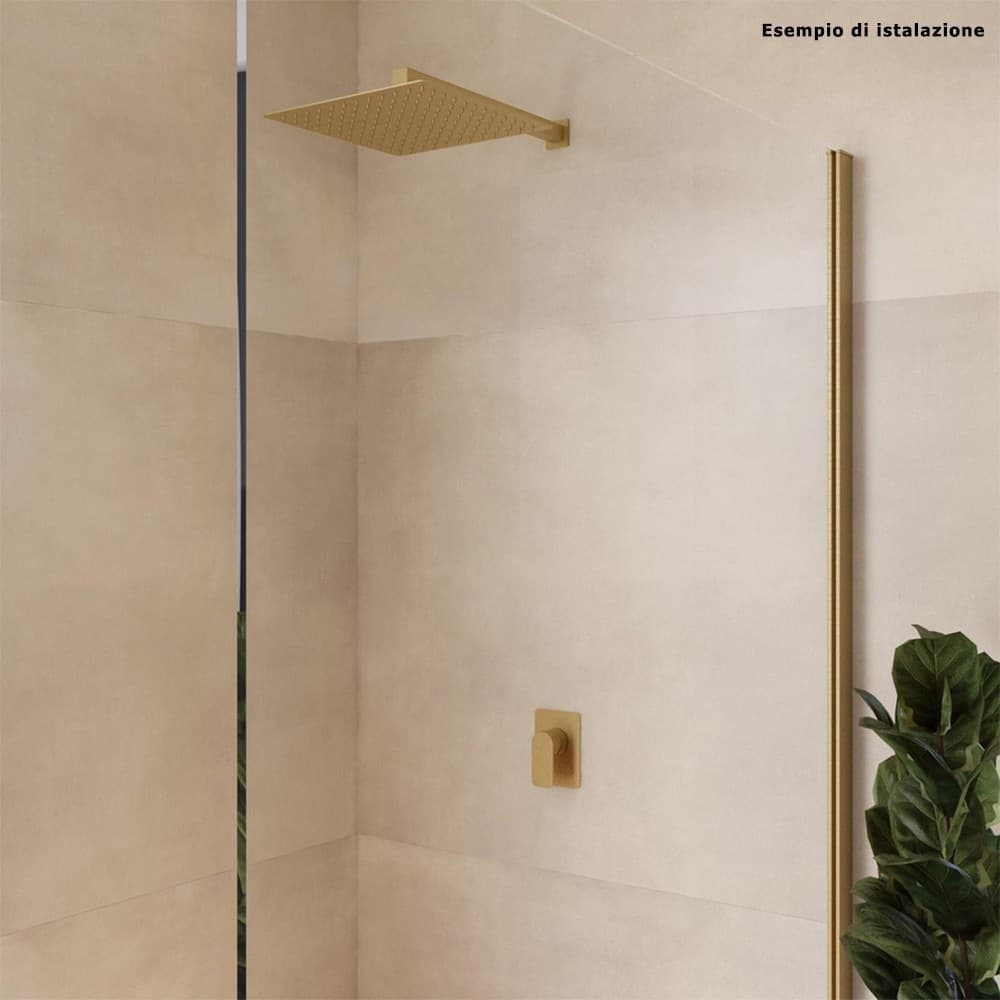 SOFFIONE DOCCIA ULTRA SLIM QUADRATO 25X25CM ORO SATINATO ATTACCO UNIVERSALE ½ BAGNO 87882 - 8