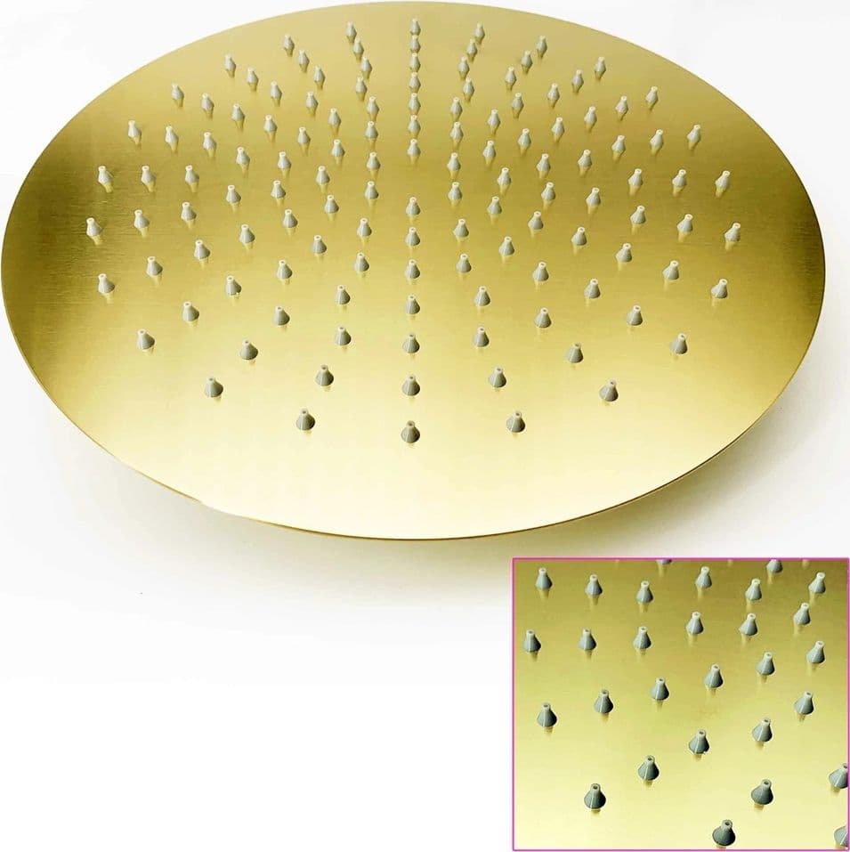 SOFFIONE DOCCIA ULTRA SLIM ROTONDO Ø25CM ORO SATINATO ATTACCO UNIVERSALE ½ BAGNO 87884 - 12