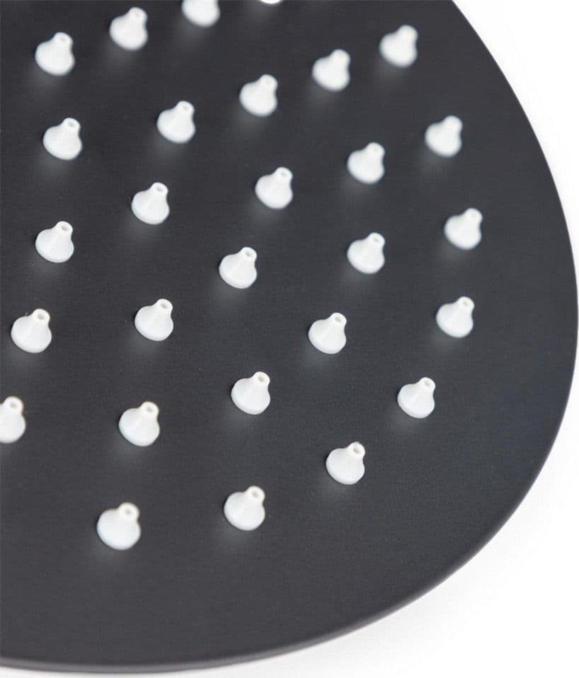 SOFFIONE DOCCIA ULTRA SLIM ROTONDO Ø25CM NERO ATTACCO UNIVERSALE ½ BAGNO MISCELATORE 87885 - 7