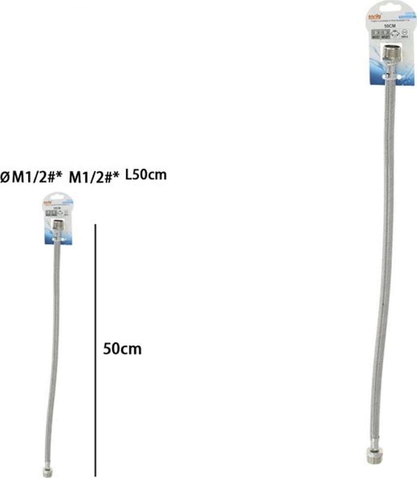 TUBO FLESSIBILE FLESSIBILI PER RUBINETTO MISCELATORE ACQUA ØM1/2 X M1/2 LUNGO 50 CM 87968 - 2