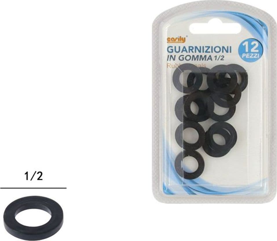 SET 12 PZ GUARNIZIONI IN GOMMA NERA 1/2 O-RING TUBO IDRAULICA ACQUA BAGNO 59116 - 4