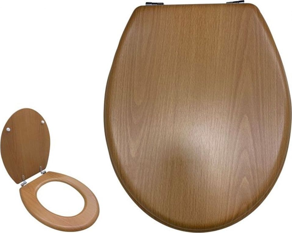 COPRIWATER UNIVERSALE SEDILE COPRI WC WATER PER BAGNO IN LEGNO 18" CON CERNIERE 52952A - 2
