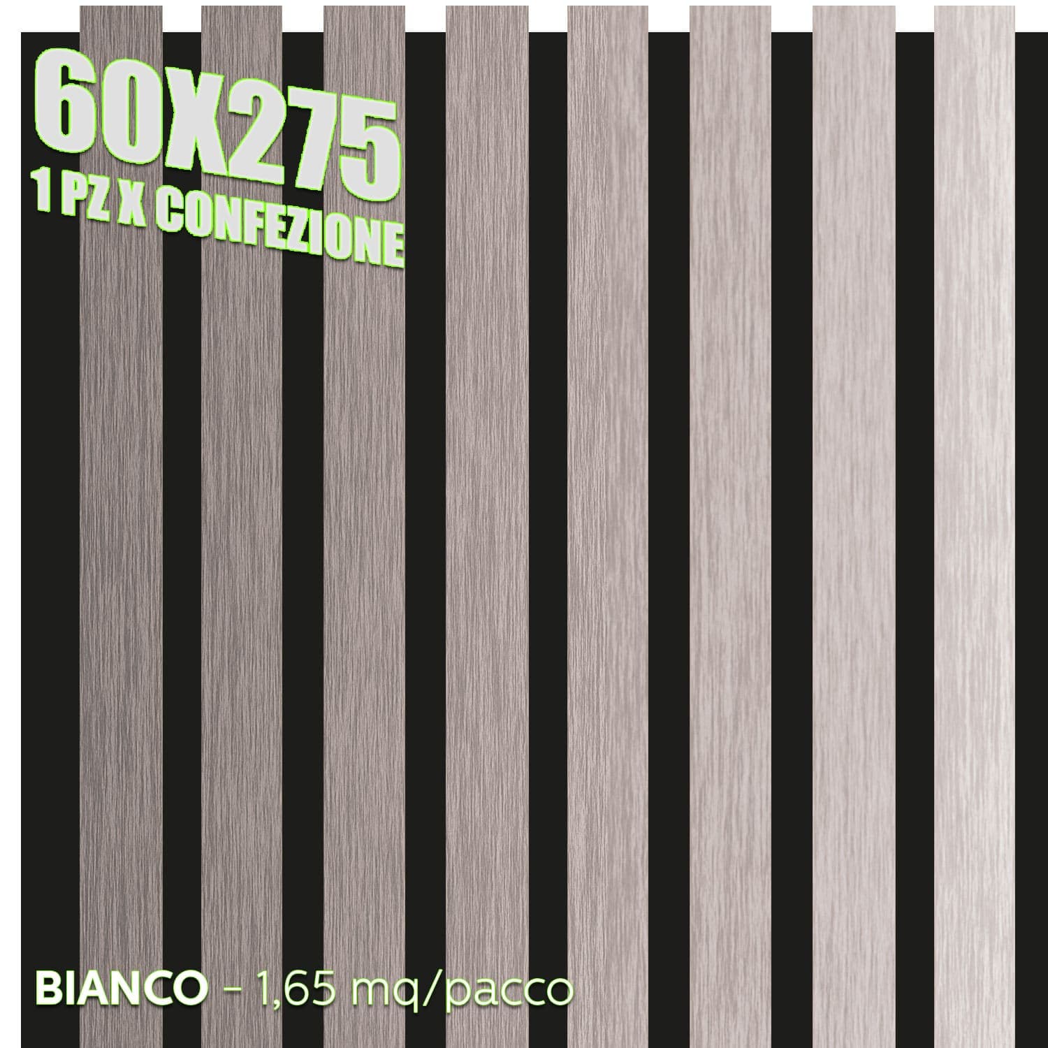 Pannelli Fonoassorbenti Acustici Decorativi effetto Legno per Pareti cm275x60 1,65mq/pacco - 37