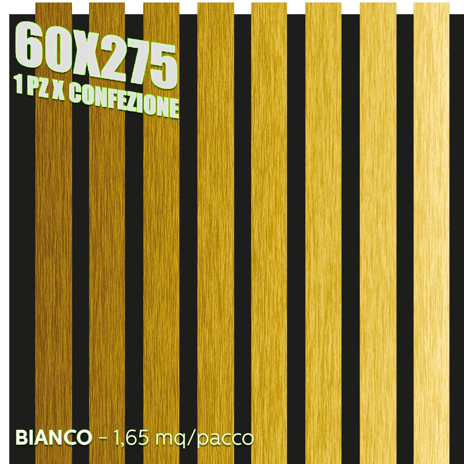 Pannelli Fonoassorbenti Acustici Decorativi effetto Legno per Pareti cm275x60 1,65mq/pacco - 35