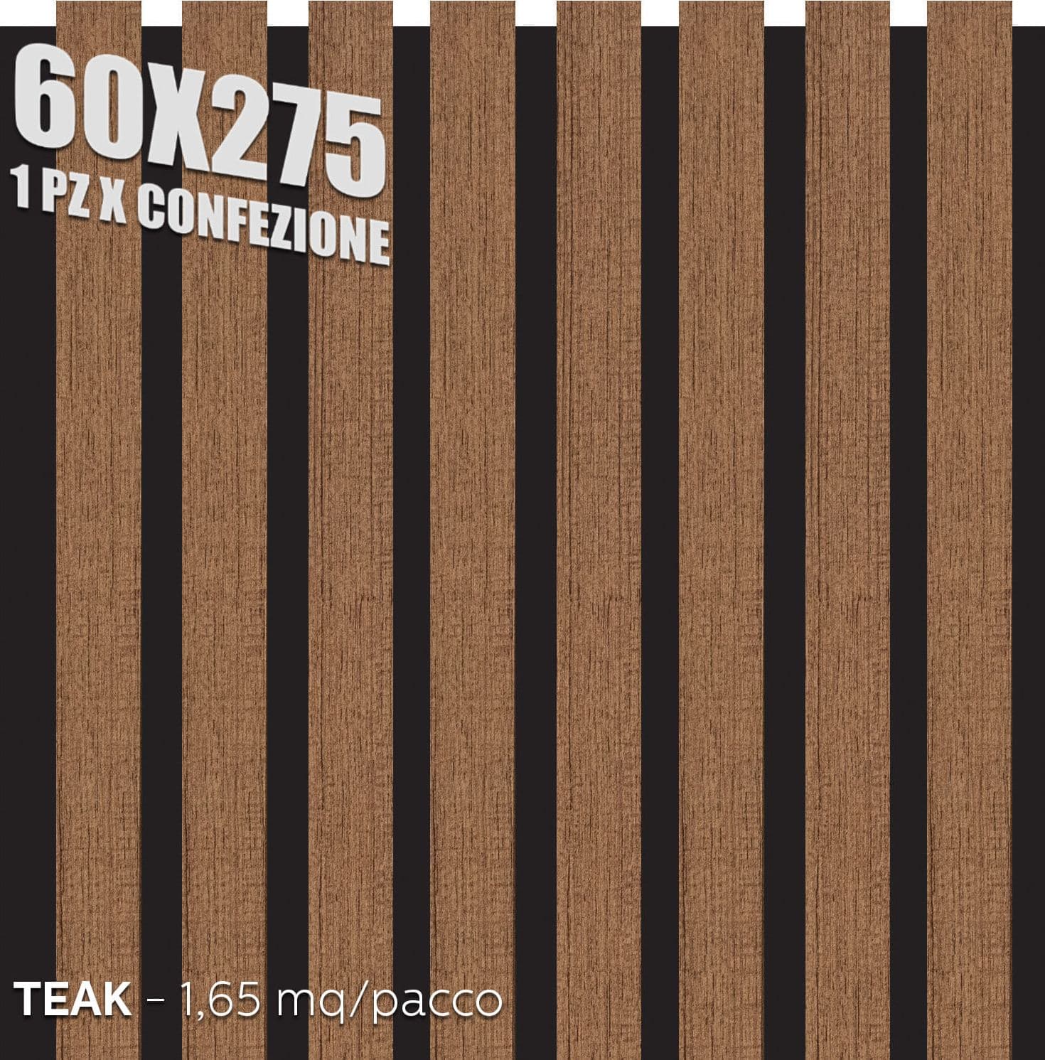 Pannelli Fonoassorbenti Acustici Decorativi effetto Legno per Pareti cm275x60 1,65mq/pacco - 21