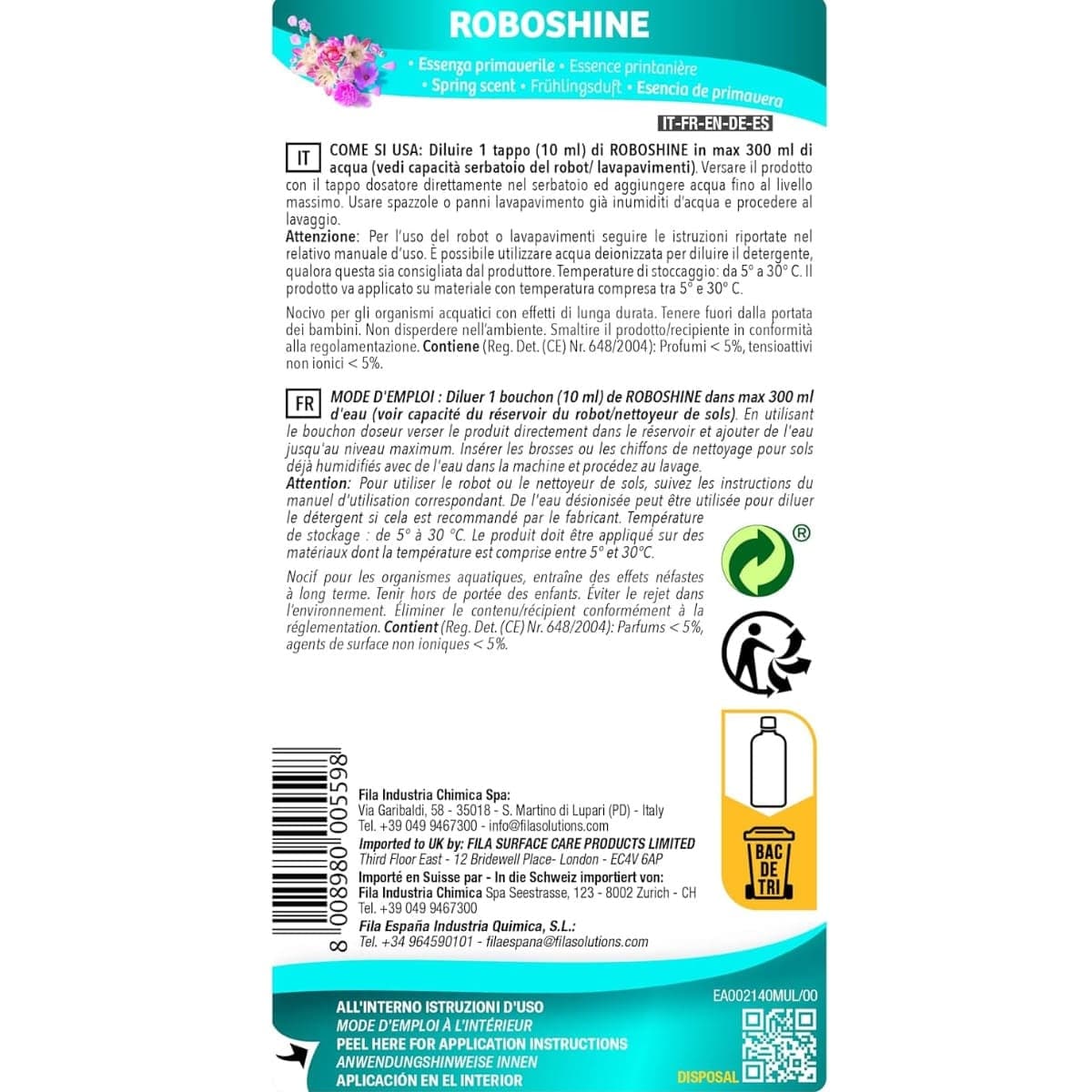Fila ROBOSHINE lt.1Detergente Concentrato per Robot Lavapavimenti - 6