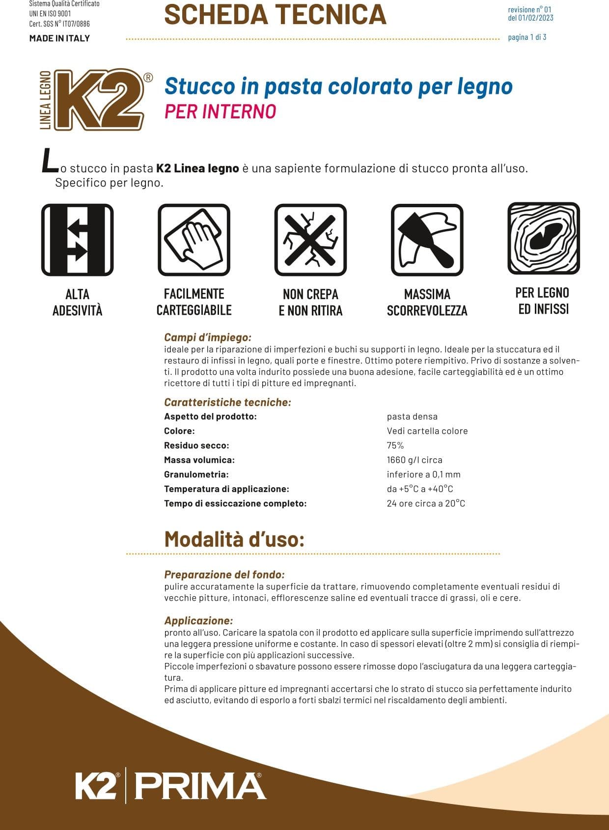 Prima K2 Linea Legno – Stucco colorato per legno – 500 ml - 2