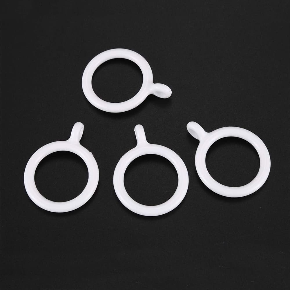 SET 9 PZ ANELLI GANCIO AD ANELLO PER TENDE IN PLASTICA DA 35 MM BIANCO TONDI BAGNO 87353 - 7