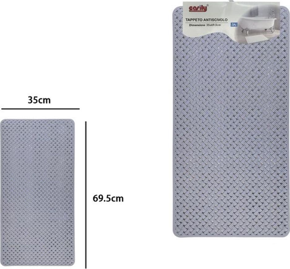 TAPPETO ANTISCIVOLO EFFETTO INTRECCIATO GRIGIO PER VASCA DA BAGNO DOCCIA 35X69.5CM 10796 - 2