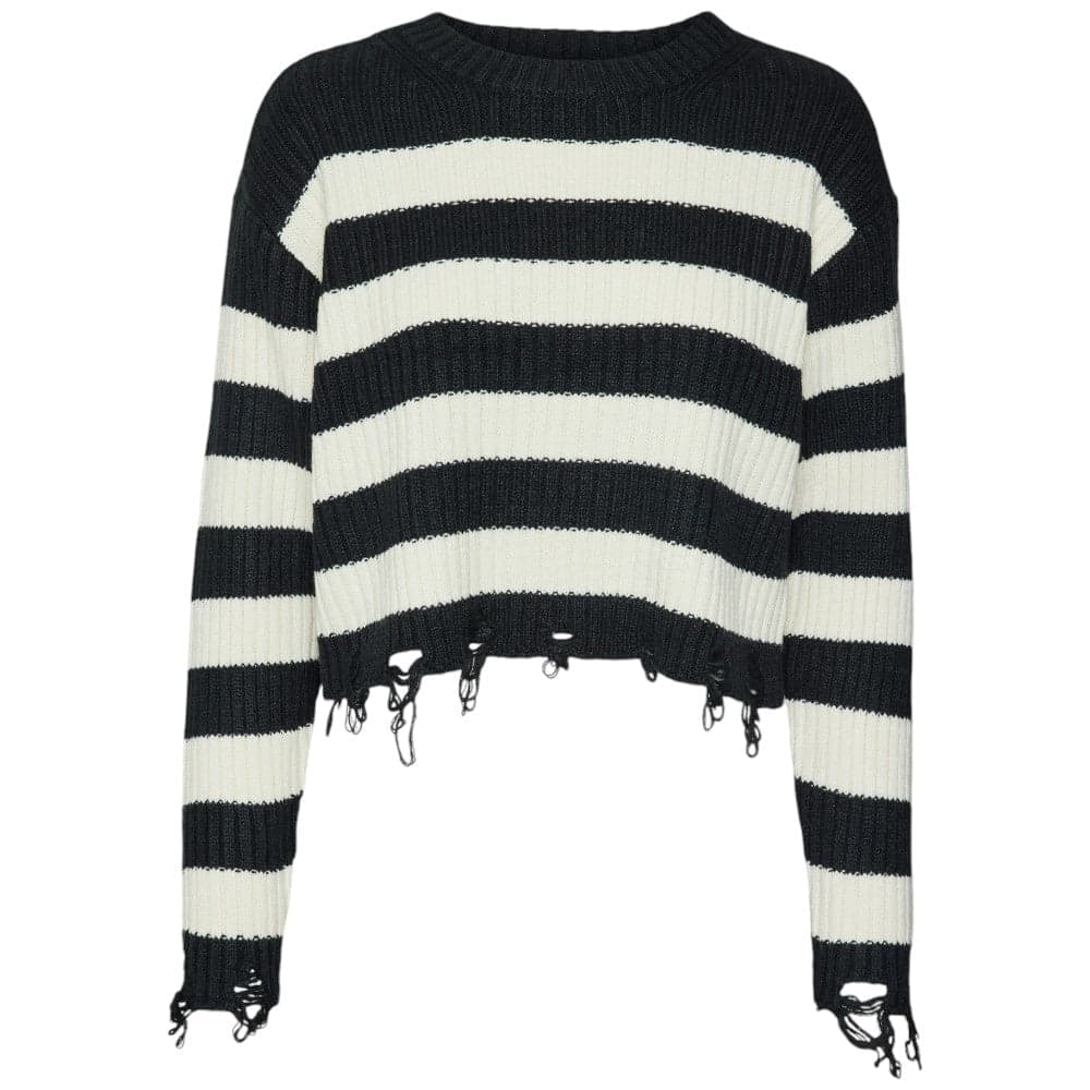 Vero Moda pullover cropped nero panna MERCER 10314141 - 2