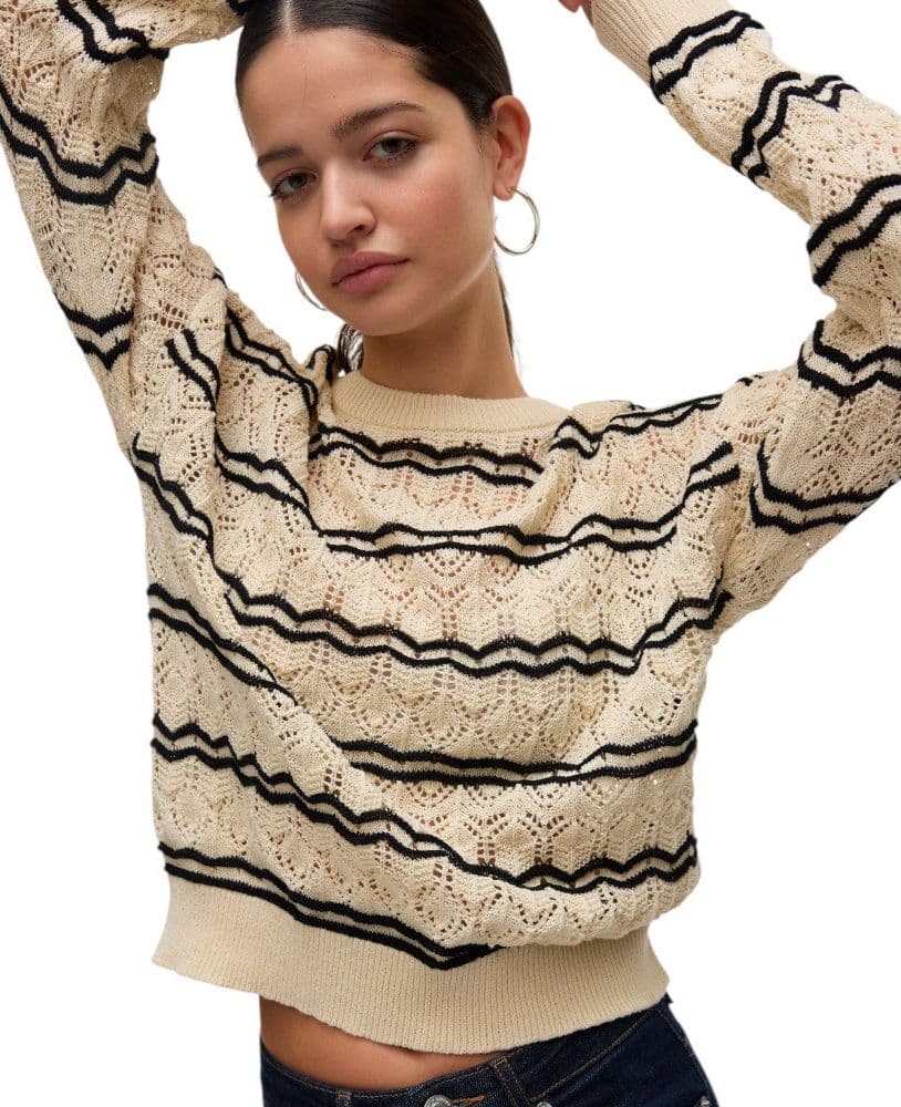 Vero Moda pullover beige nero Bella 10321528 Maglieria Vero Moda