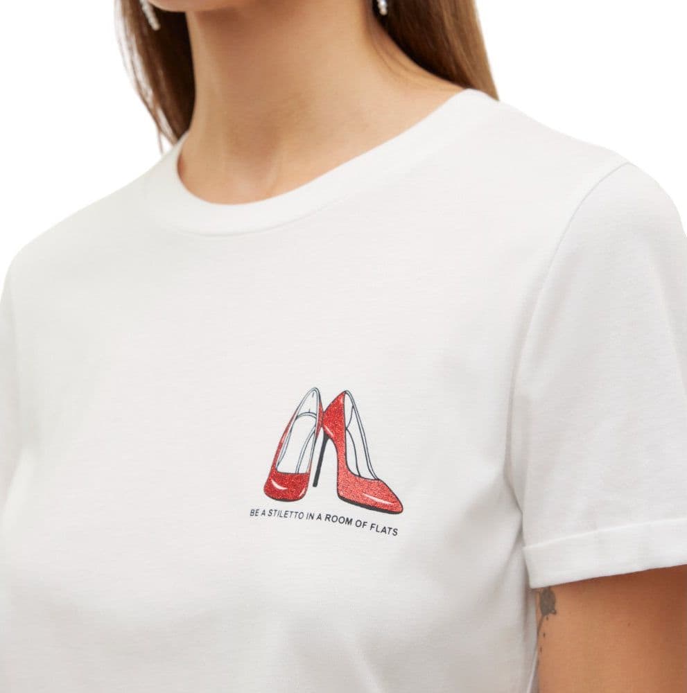 Vero Moda t-shirt bianca con stampa rossa glitter art. Villa 10324551 T-shirt Vero Moda