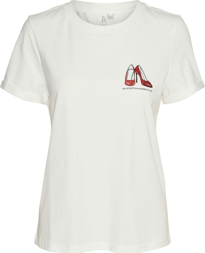 Vero Moda t-shirt bianca con stampa rossa glitter art. Villa 10324551 T-shirt Vero Moda