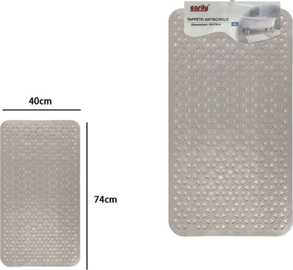 TAPPETO ANTISCIVOLO INTRECCIO GEOMETRICO BEIGE PER VASCA DA BAGNO DOCCIA 40X74CM 10798 - 2