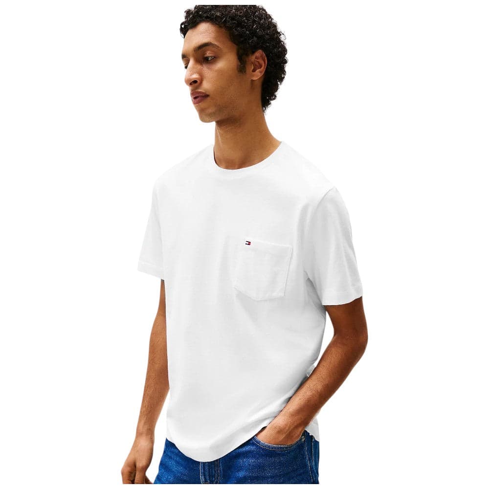 Tommy Hilfiger t-shirt bianca con taschino MW0MW37283YBR - 4