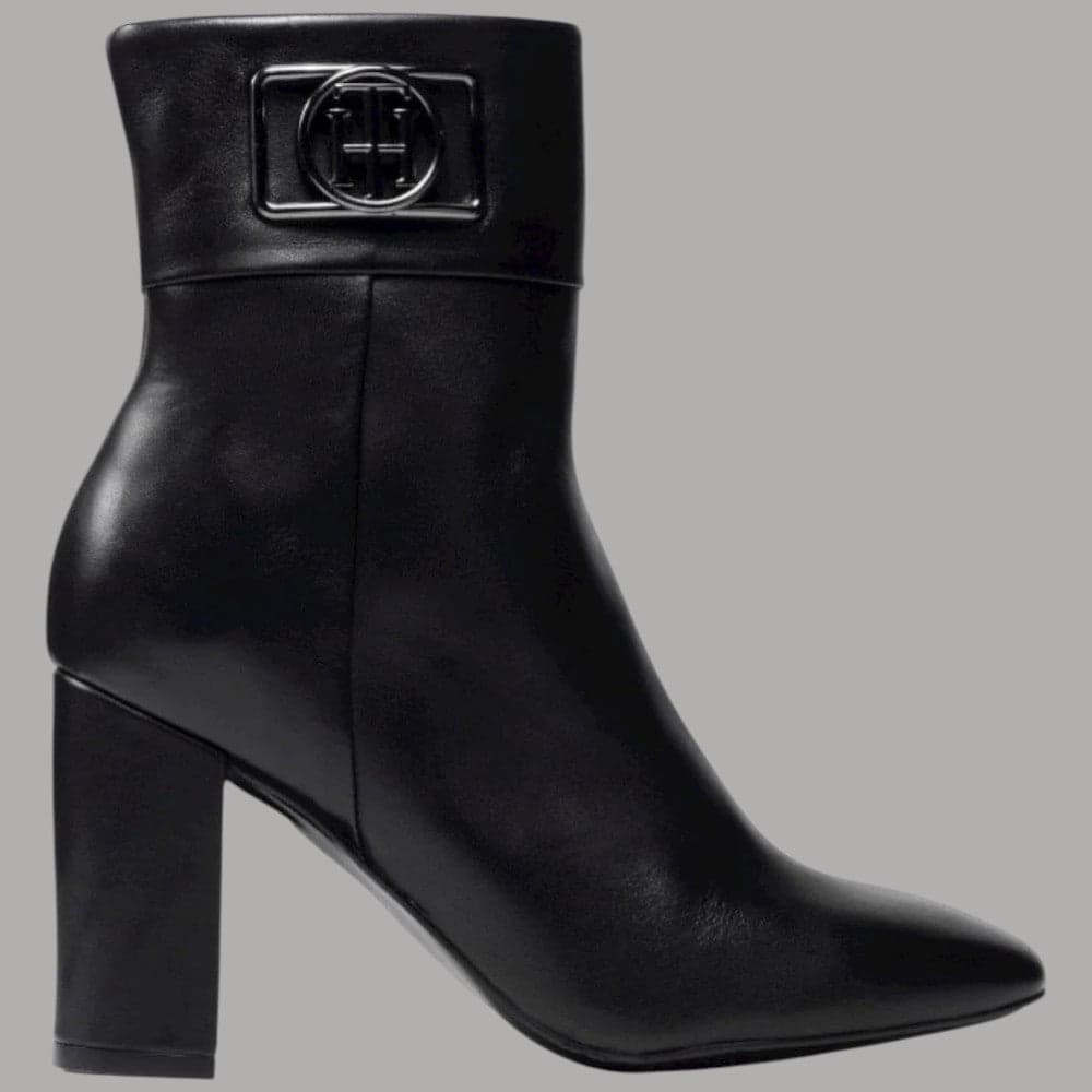 Tommy Hilfiger stivaletti donna pelle punta quadrata tacco largo 8,8 cm nero - 7