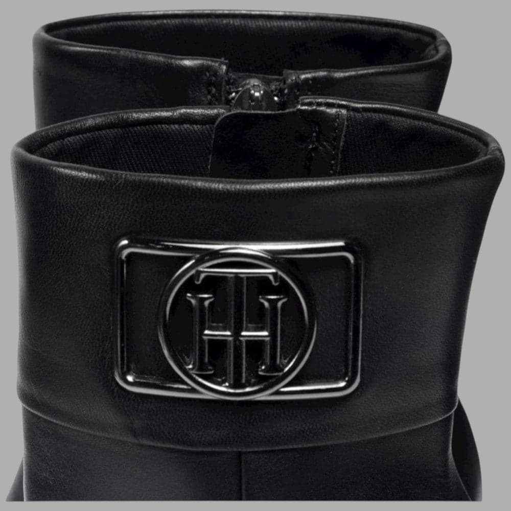 Tommy Hilfiger stivaletti donna pelle punta quadrata tacco largo 8,8 cm nero - 6