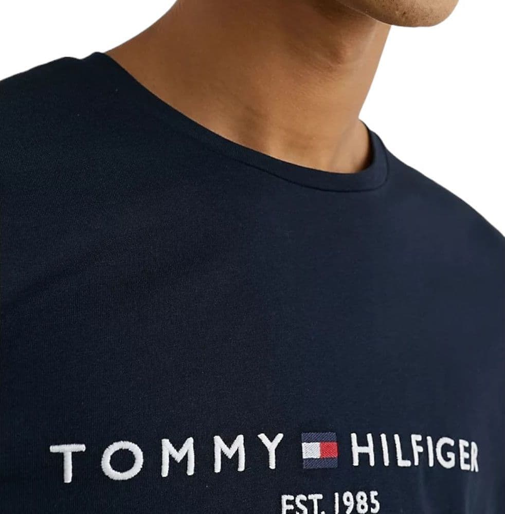 Tommy Hilfiger t-shirt blu logo scritta ricamata MW0MW11465403 T-shirt Tommy Hilfiger