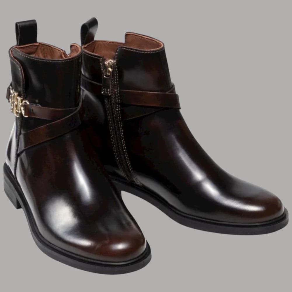 Tommy Hilfiger stivaletti donna pelle liscia tacco 2,6 cm marrone - 5