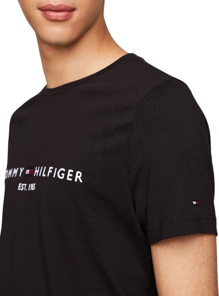 Tommy Hilfiger t-shirt nera logo scritta ricamata MW0MW11465BAS T-shirt Tommy Hilfiger