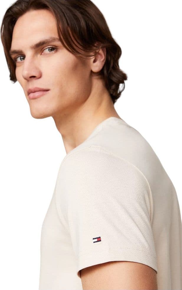 Tommy Hilfiger t-shirt beige logo ricamato MW0MW11797 T-shirt Tommy Hilfiger