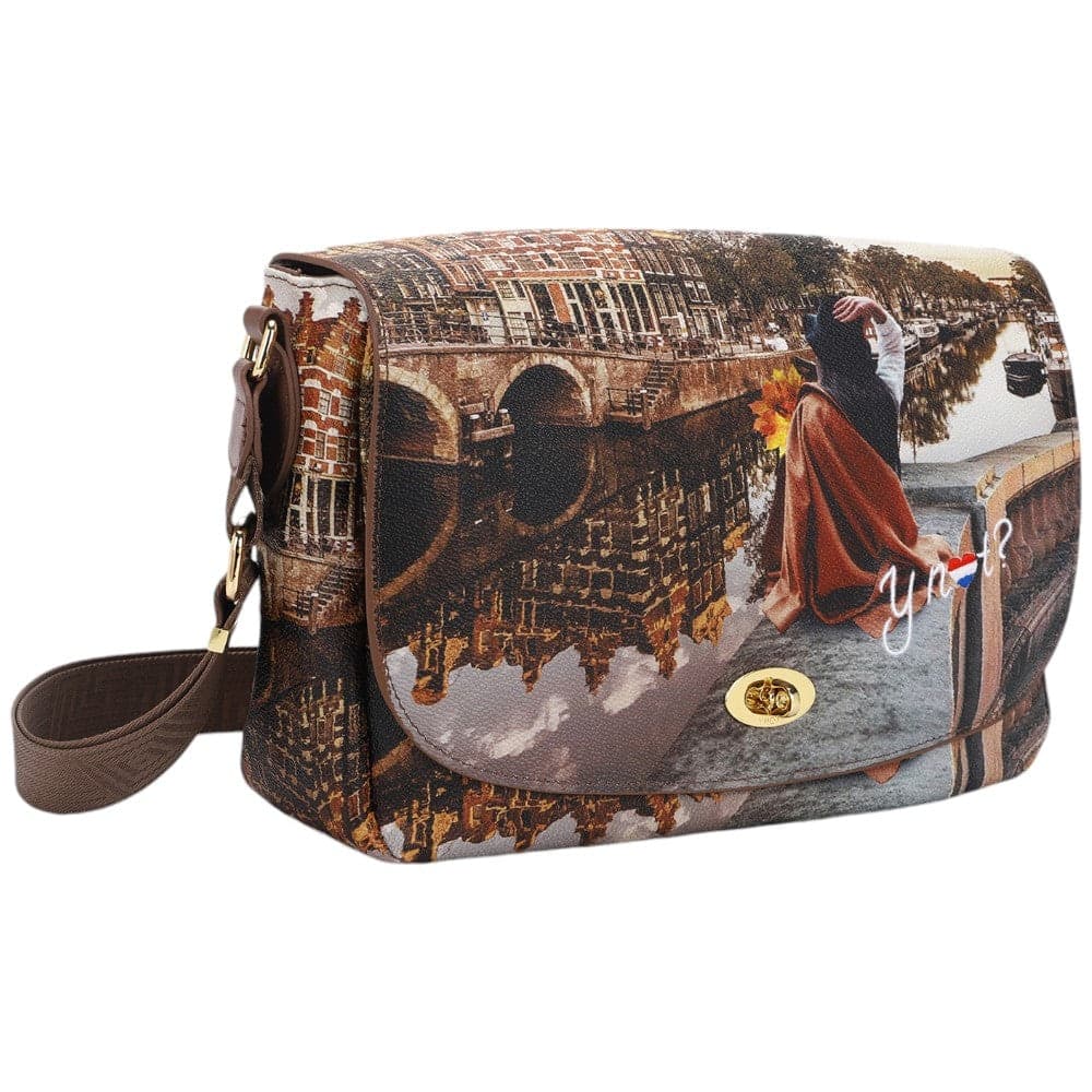 YNot borsa tracolla flap bag in ecopelle e pelle con tracolla regolabile - 2
