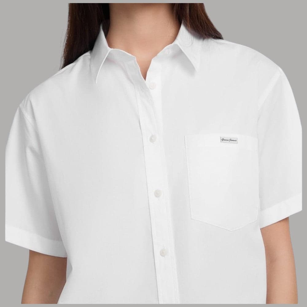 Guess camicia bianca cropped boxy shirt W5GH98 WH7P1 G011 Camicie Guess Jeans