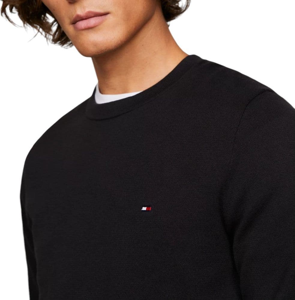 Tommy Hilfiger maglioncino nero classic cotton MW0MW32026 Maglieria Tommy Hilfiger