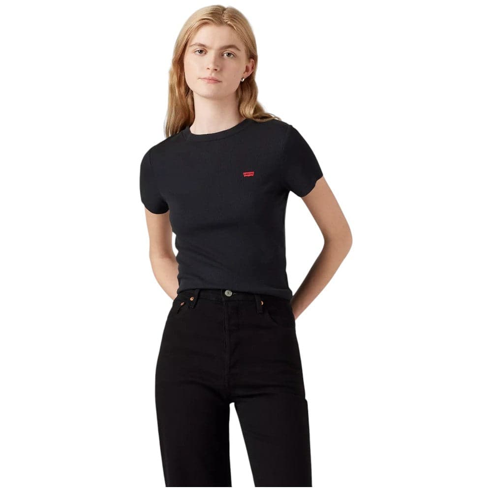 Levi's t-shirt nera cropped a coste logo piccolo A7419 0014 - 5