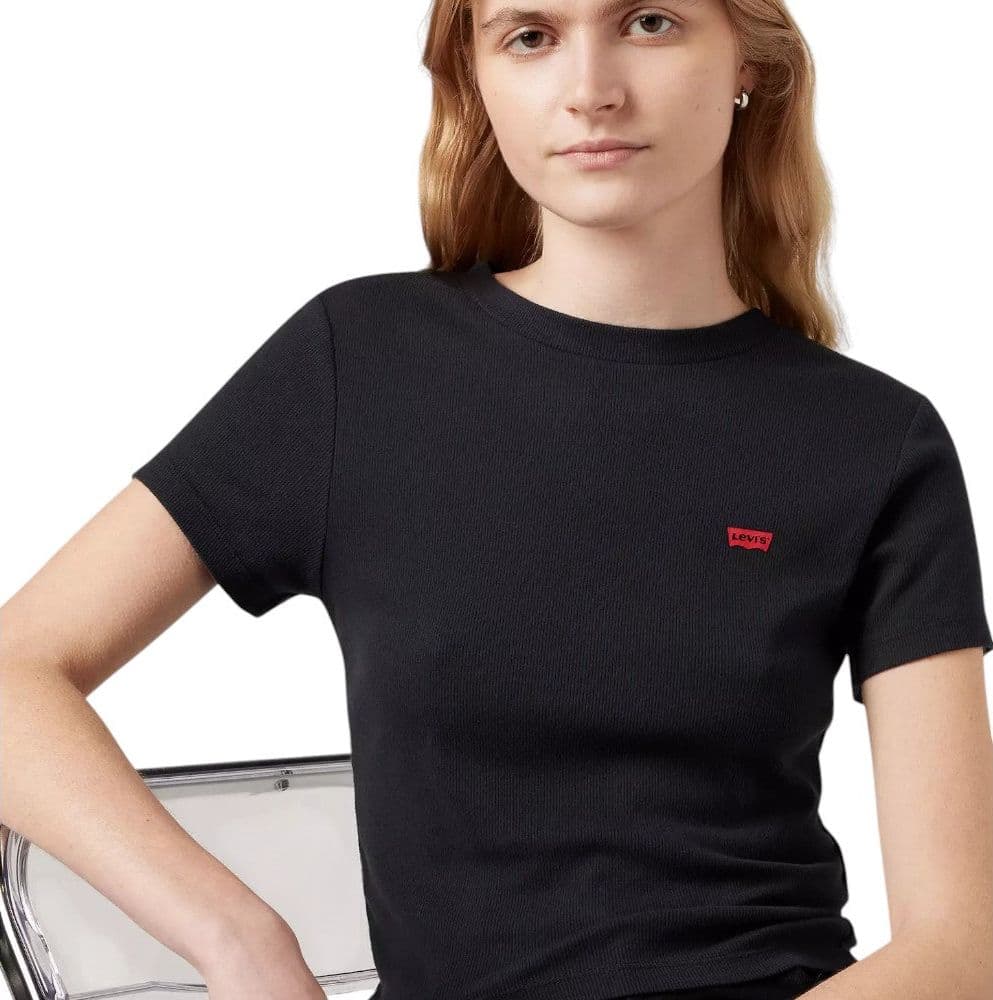 Levi's t-shirt nera cropped a coste logo piccolo A7419 0014 T-shirt LEVI'S