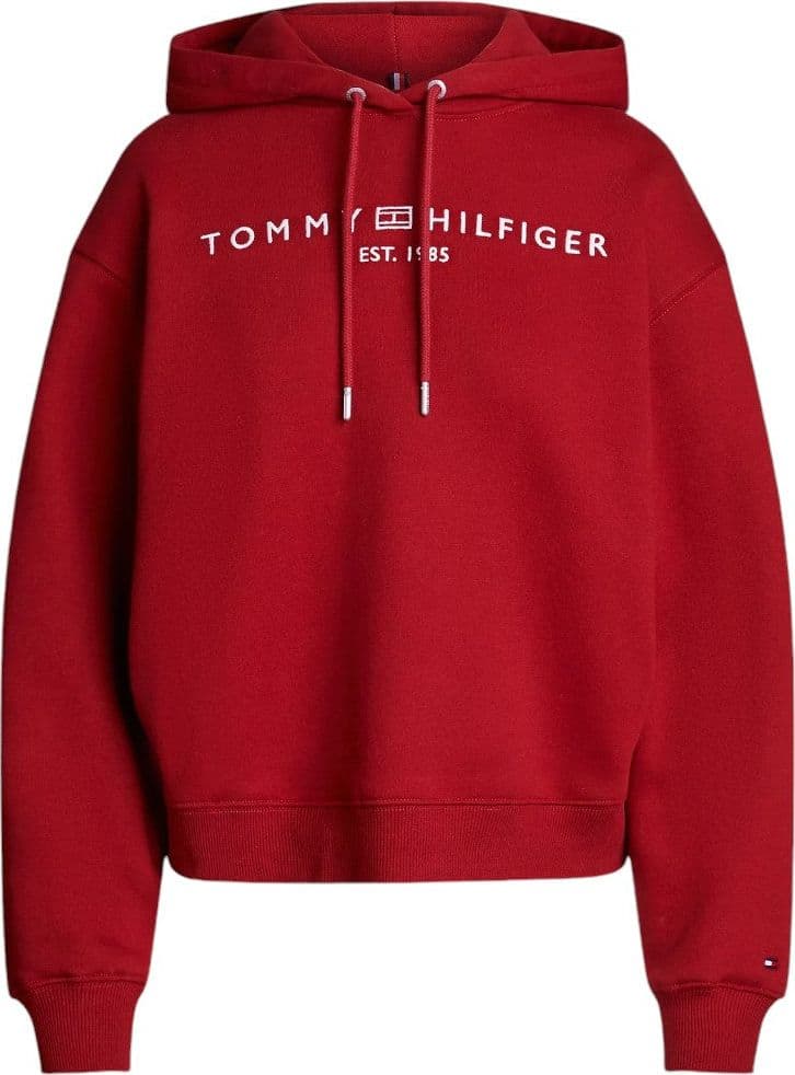 Tommy Hilfiger felpa rosso magma cappuccio logo ricamato WW0WW43598 - 5