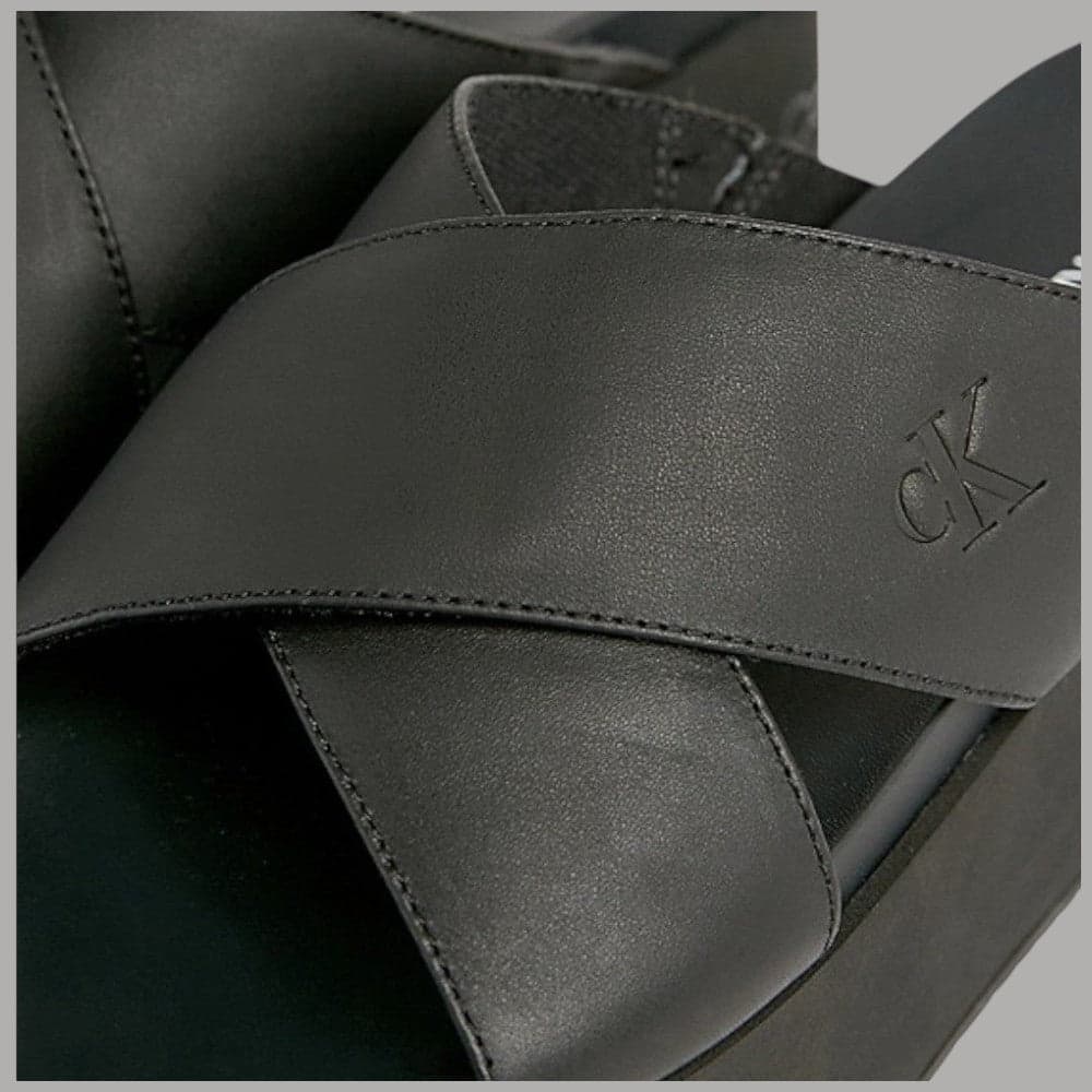 Calvin Klein sandalo flatform pelle tacco 6 cm suola TPR nero - 3