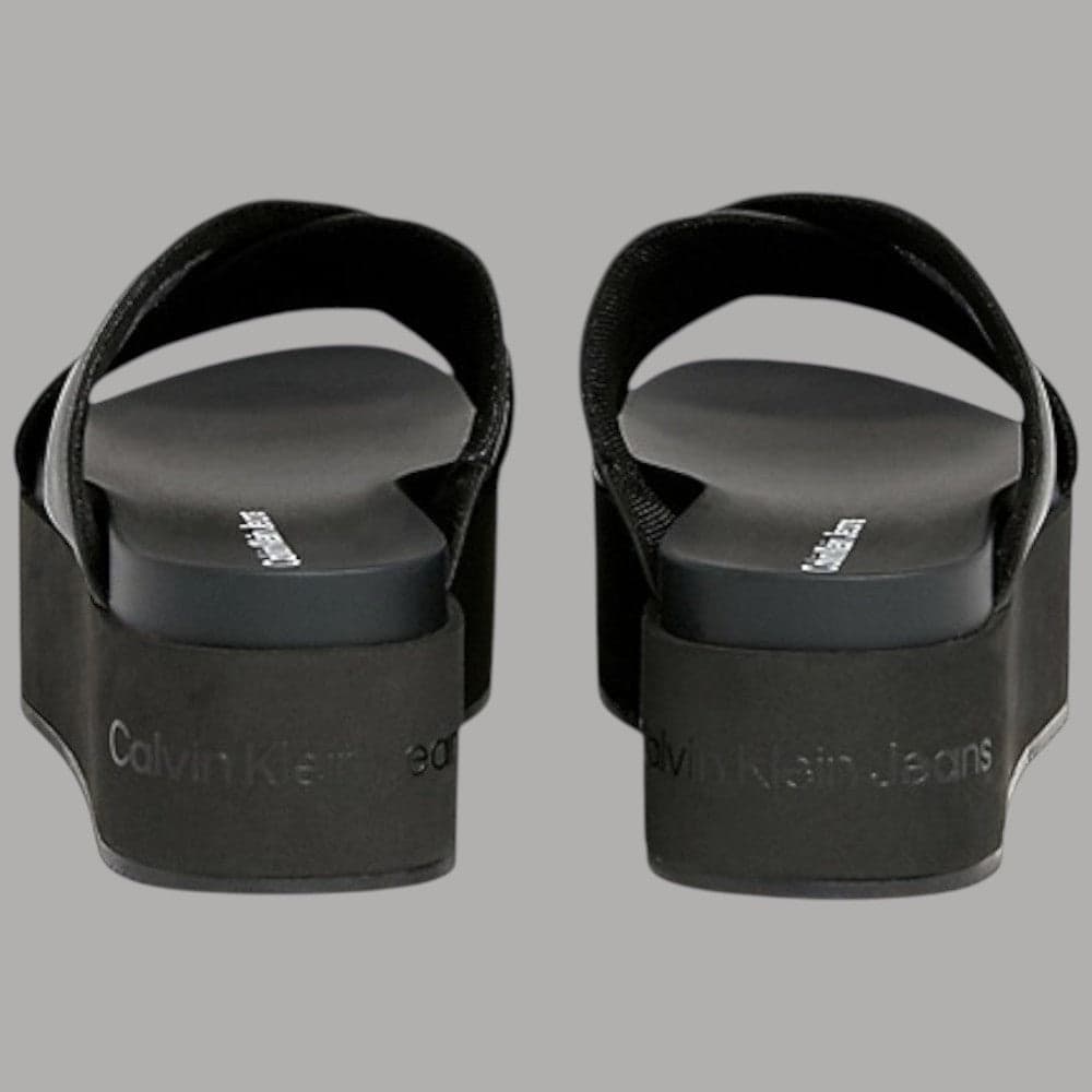 Calvin Klein sandalo flatform pelle tacco 6 cm suola TPR nero - 4