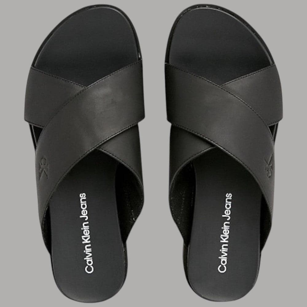 Calvin Klein sandalo flatform pelle tacco 6 cm suola TPR nero - 5