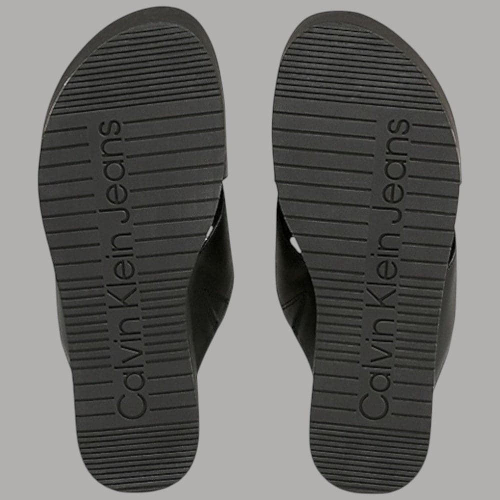 Calvin Klein sandalo flatform pelle tacco 6 cm suola TPR nero - 6