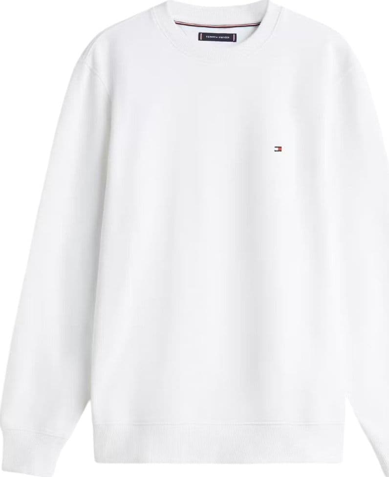 Felpa Tommy Hilfiger Bianca, Cotone Garzato, Bandierina Ricamata - 4