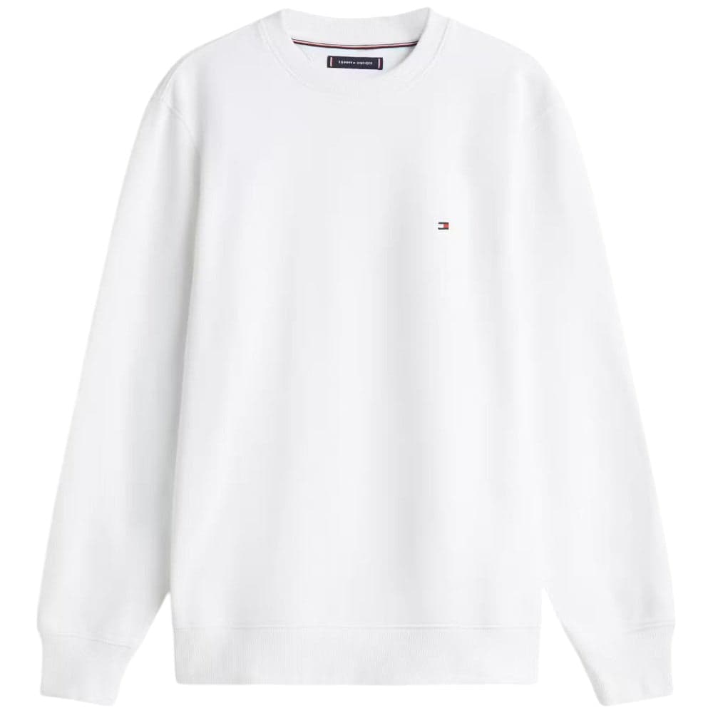 Felpa Tommy Hilfiger Bianca, Cotone Garzato, Bandierina Ricamata - 4