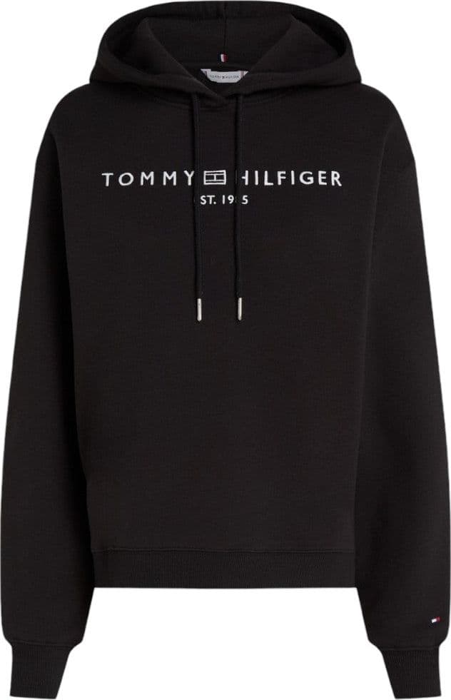 Tommy Hilfiger felpa nera cappuccio logo ricamato WW0WW43598 - 3