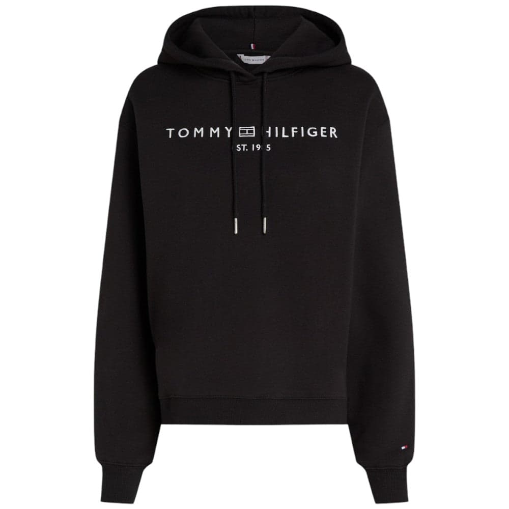 Tommy Hilfiger felpa nera cappuccio logo ricamato WW0WW43598 - 3