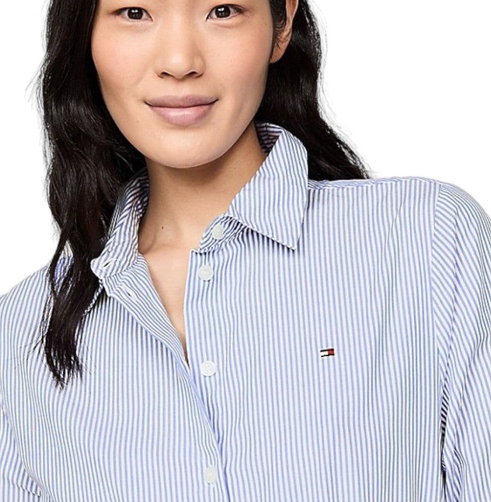Tommy Hilfiger chemisier vestito a righe bianco celeste WW0WW41001 Vestiti Tommy Hilfiger