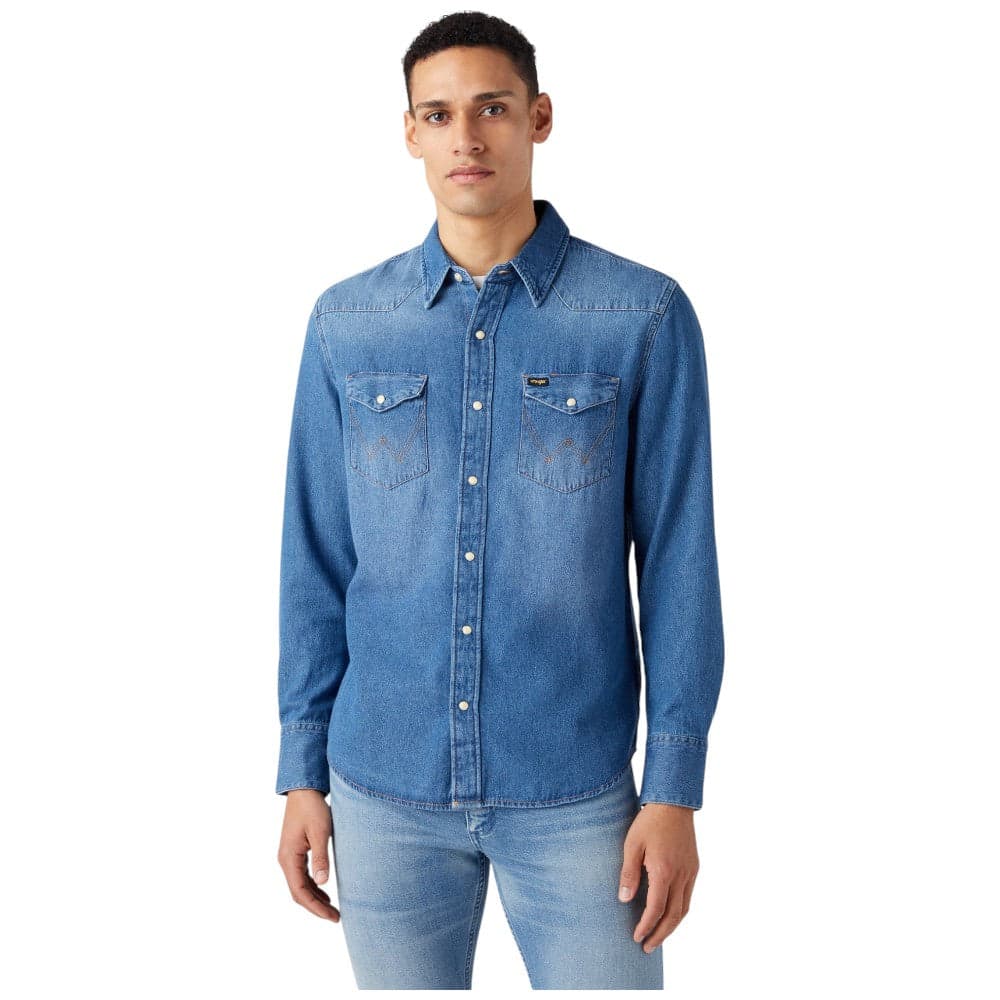 Wrangler camicia jeans 27MW ICON MID STONE