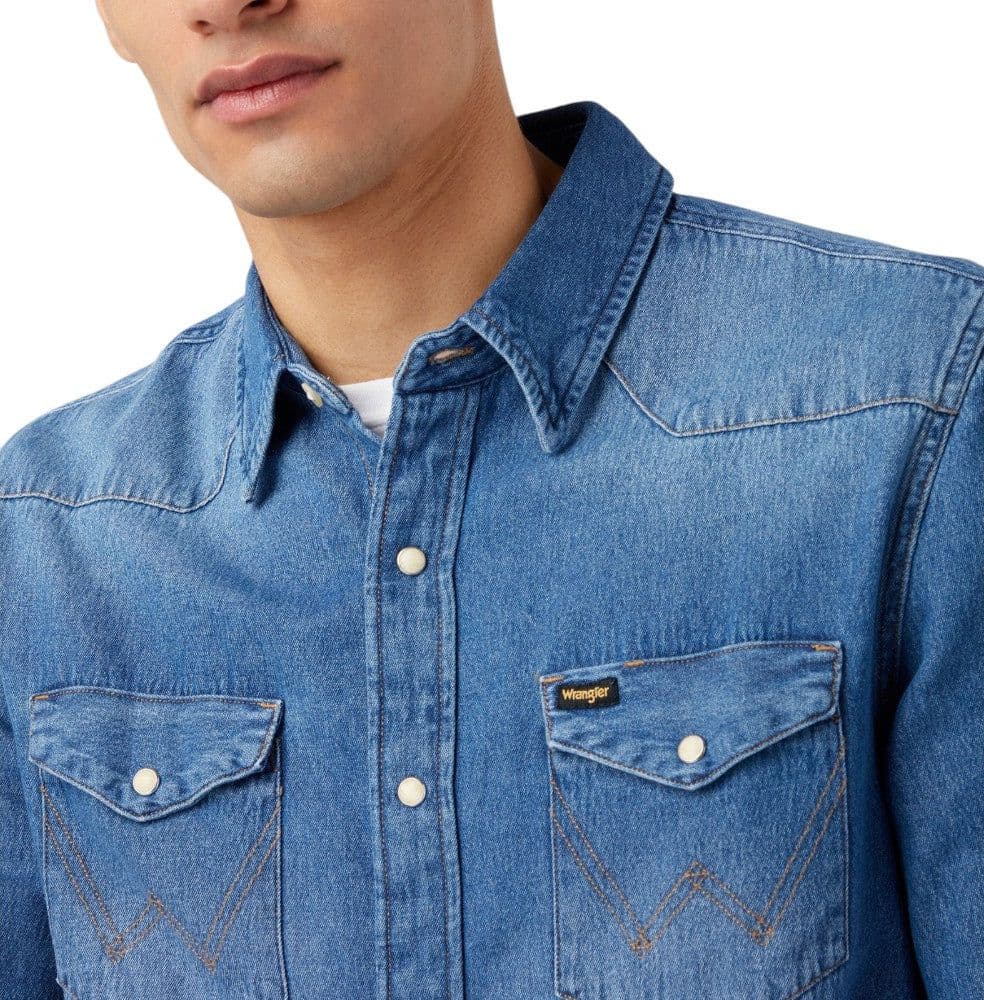 Wrangler camicia jeans 27MW ICON MID STONE Camicie Wrangler