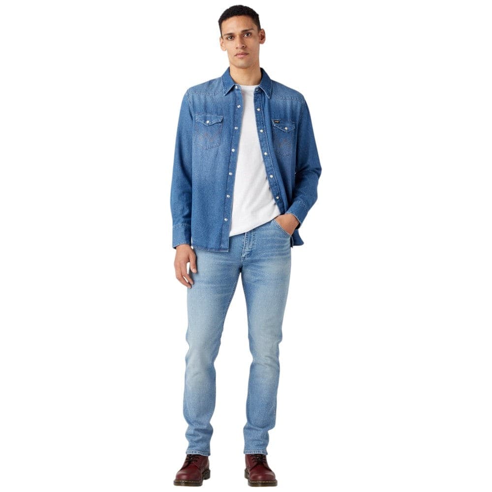 Wrangler camicia jeans 27MW ICON MID STONE - 4
