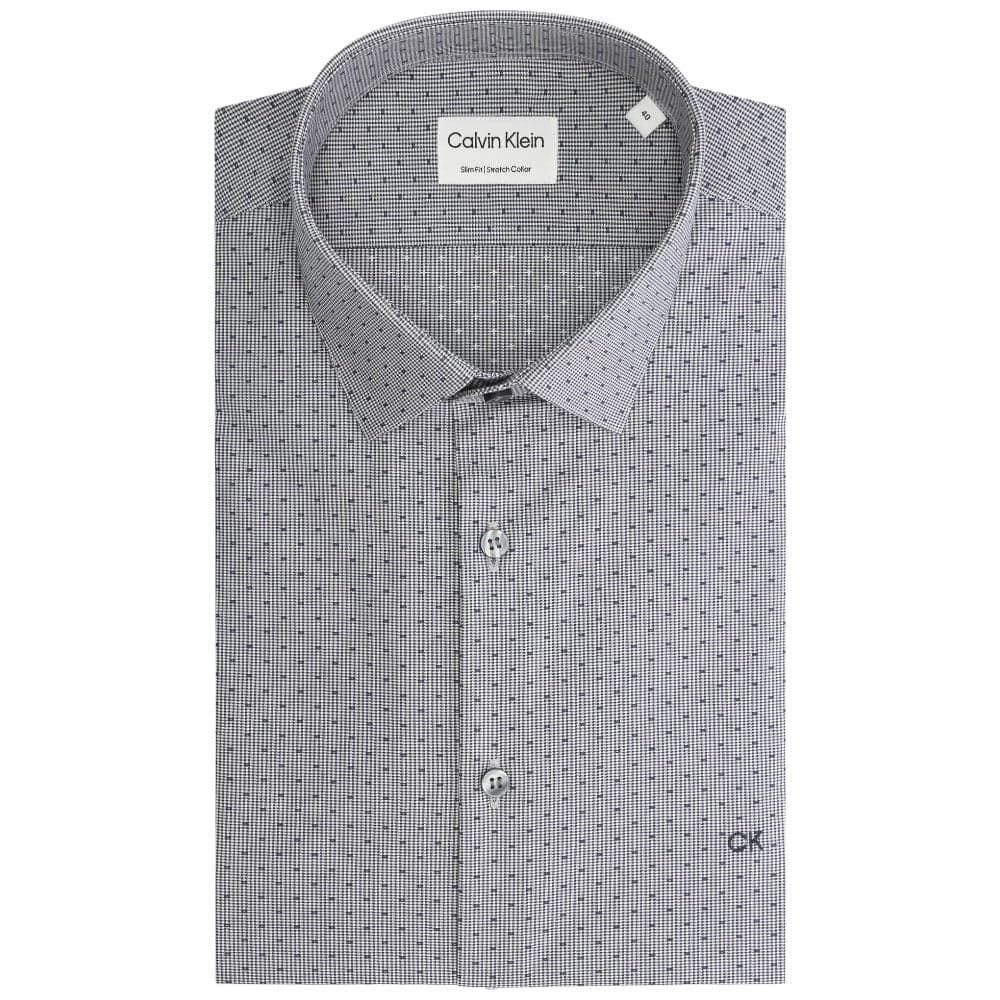 Calvin Klein camicia blu scuro micro pois K10K112587