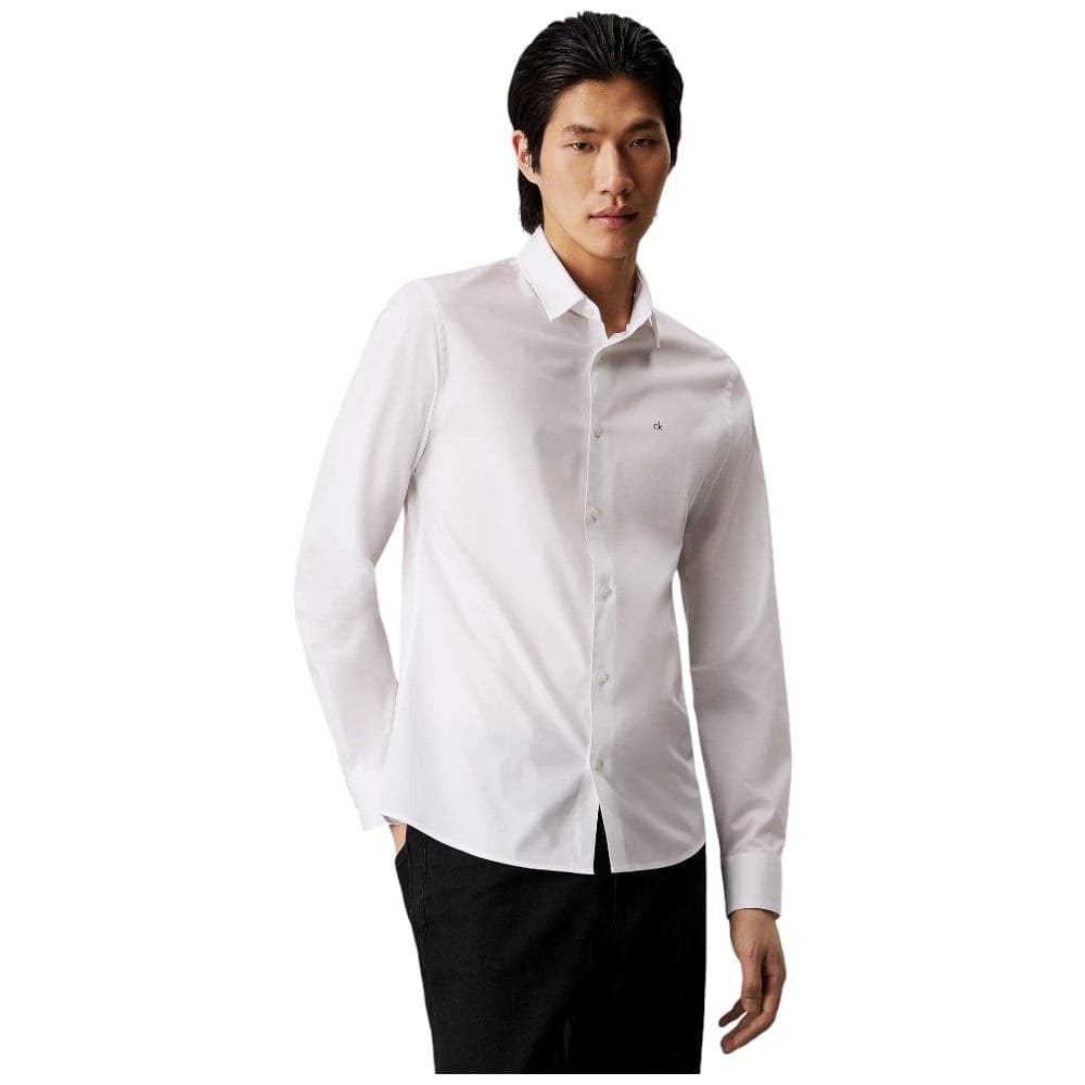 Calvin Klein camicia bianca popelin stretch slim K10K110856