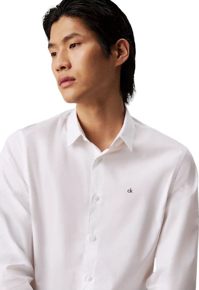 Calvin Klein camicia bianca popelin stretch slim K10K110856 Camicie Calvin Klein