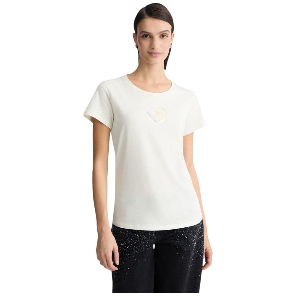 Liu Jo t-shirt panna logo con strass TA5170JS923 M9283 - 5